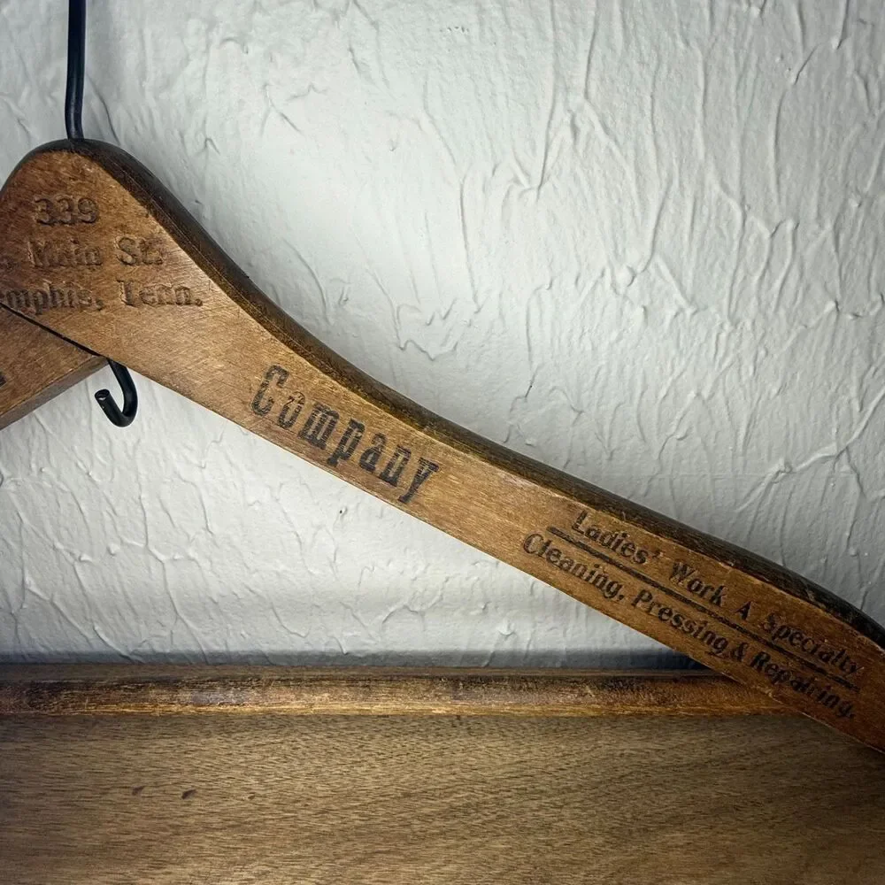 Southern Cleaning & Pressing Co Wooden Hanger Memphis Vintage Capital Hanger Co